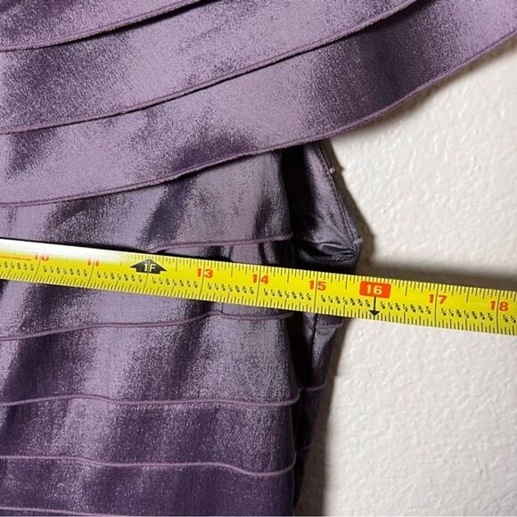 Tadashi Shoji Sz 6-8 Cocktail Dress Formal Pleated Midi Stretch Rose Purple - Picture 11 of 12